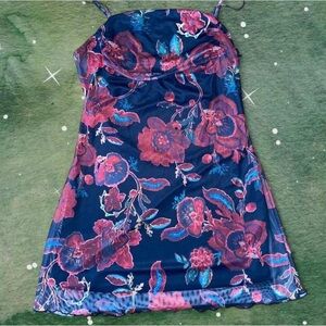 SHEIN Floral Mini Dress - Red and Black